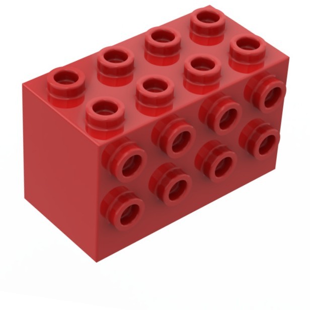 056a5. LEGO system space 2x2x4 klocek z wypustkami czerwone 2434 1 073cab161aabae994bbfca59929da384