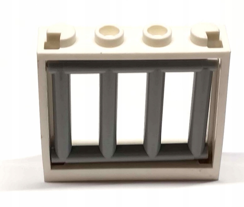 097k6. Lego Krata okno 1x4x3 z kratą 60594 + 62113 rama biała krata szara j 1 79b01413028ad109c325be53af50b454